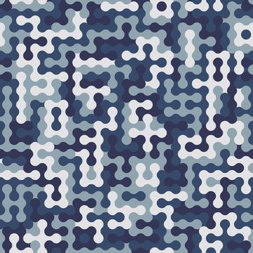 Seamless futuristic fashion shade of blue and white sharp edges camo doted pattern vector.