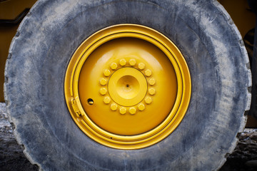 wheel truck tire and yellow rim construction equipment transport machine