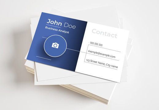 Minimalist Business Card in Blue and White Layout