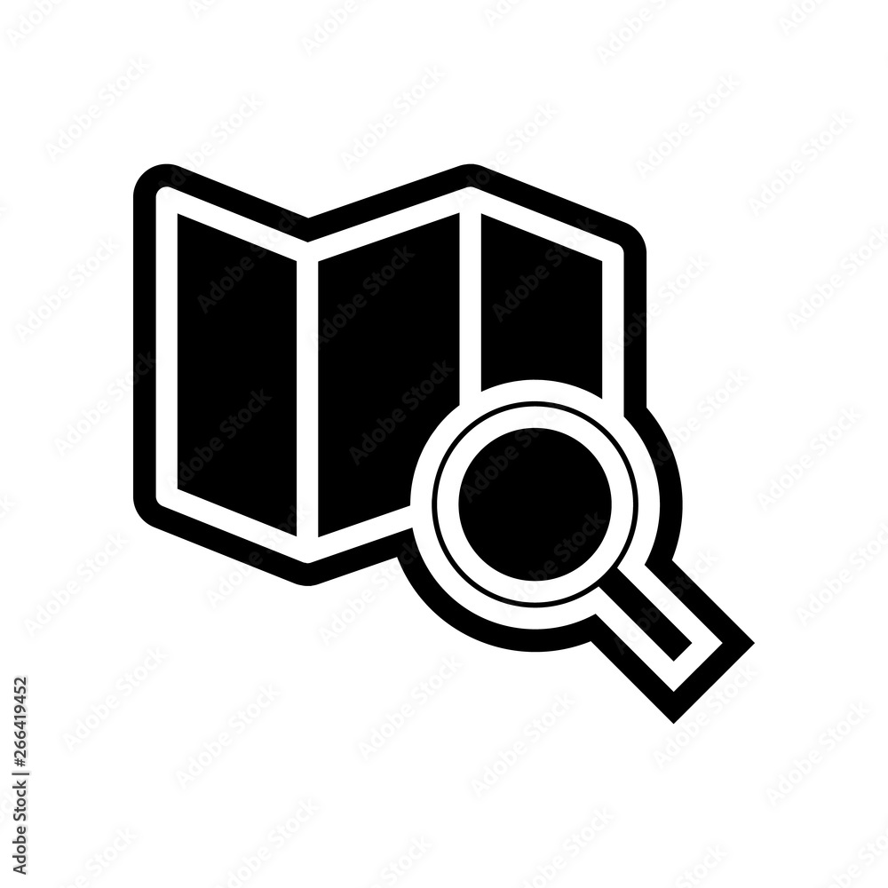 Poster magnifier on the map icon. element of navigation for mobile concept and web apps icon. glyph, flat i