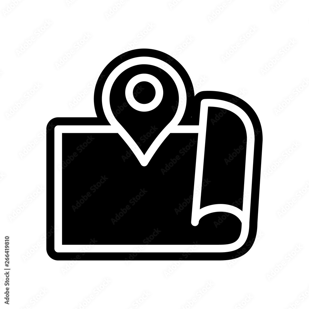 Aufkleber expanded map with pin icon. element of navigation for mobile concept and web apps icon. glyph, flat 