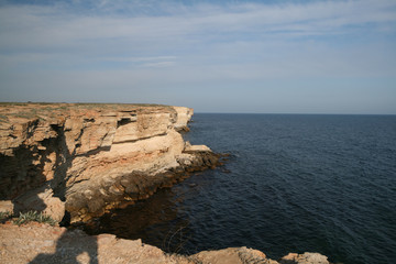 Rocky shores of the Black sea, Atlesh, Crimea, Russia.