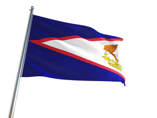 American Samoa National Flag waving in the wind, isolated white background. High Definition