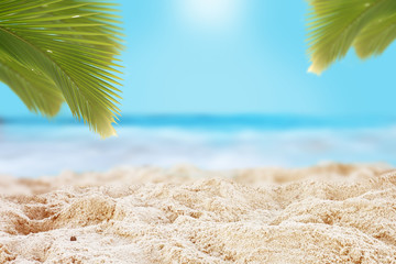 blue sky and beautiful beach. Vacation holidays background wallpaper. View of nice tropical beach.