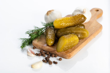 pickled cucumbers on a white background 0 stock photo