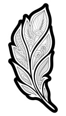 Monochrome Decorative Feather in Paisley Garden Style