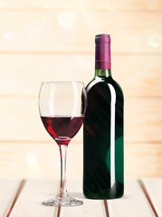 Bottle and Glass of Red Wine