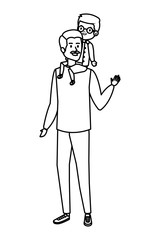 young father with son characters