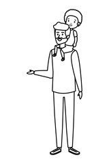 young father with son characters