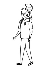 young father with son characters