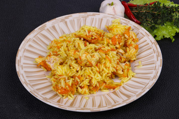 Traditional Pilaf with chicken and carrot