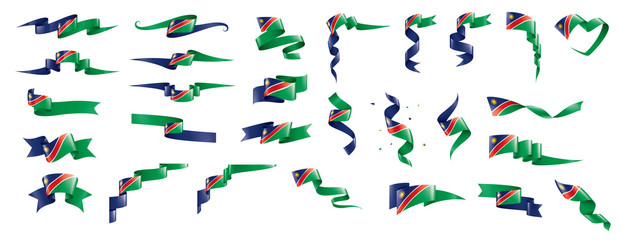 Fototapeta na wymiar Namibia flag, vector illustration on a white background
