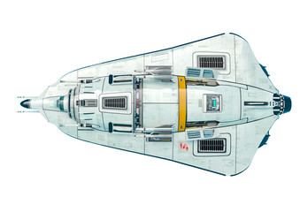 small space ship in a white background