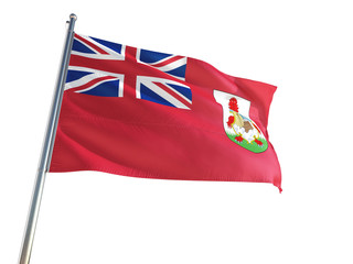 Bermuda National Flag waving in the wind, isolated white background. High Definition