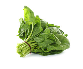 Bundle of fresh spinach isolated on white