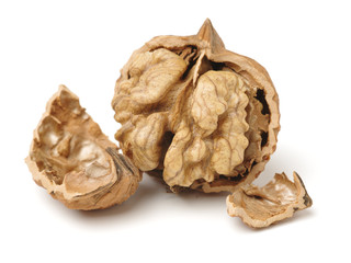 walnuts on white background