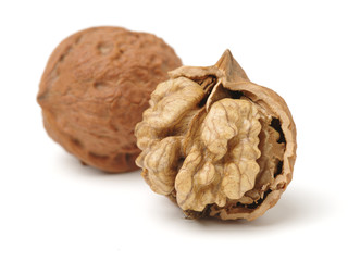 walnuts on white background