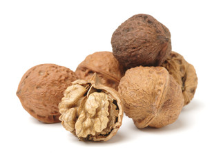 walnuts on white background