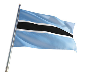 Botswana National Flag waving in the wind, isolated white background. High Definition