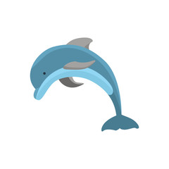 Cartoon Character Funny Dolphin on a White. Vector © bigmouse108