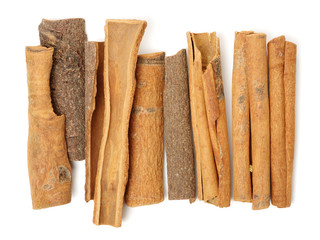 Cinnamon on white background