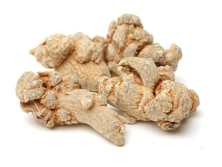 Notoginseng, Chinese traditional medicine on white background