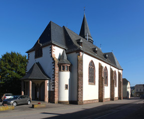 Fototapeta na wymiar Historicistic church of Zemmer village in Germany