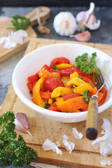  Vegetable salad: roasted tricolor bell pepper