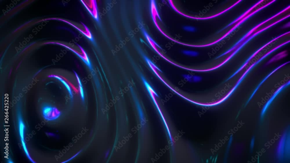 Poster wavy dynamic surface. abstract background with neon wave ripples. motion design template. 3d loop an