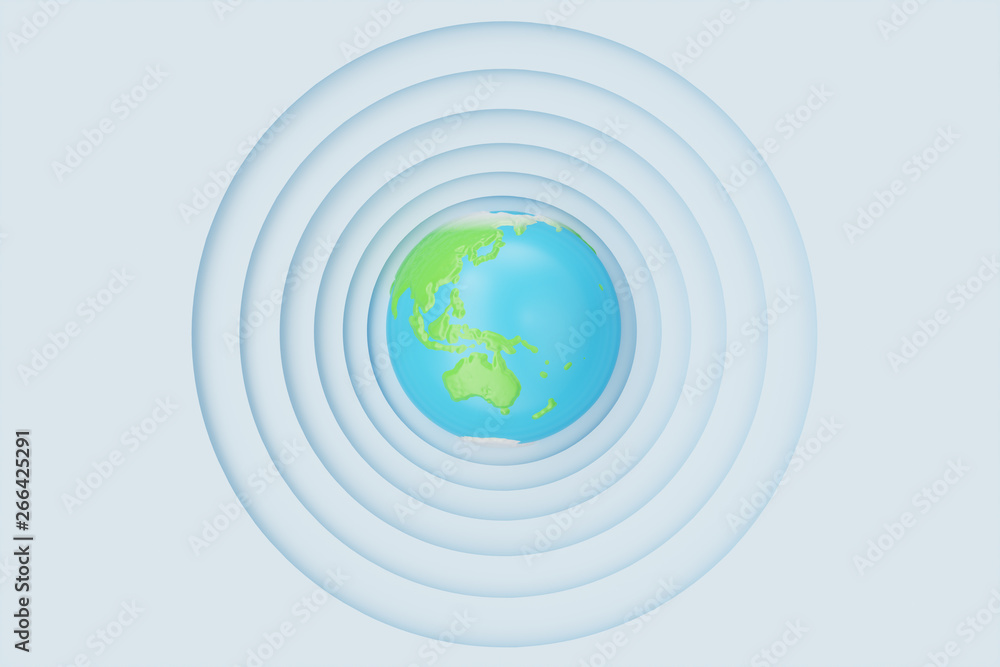 Poster abstract white paper cut circle shape background with earth. white paper carving effect with earth i