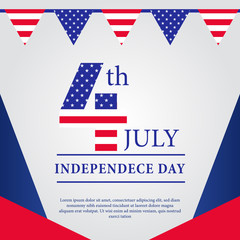 4th july american independence day flyer template with flag