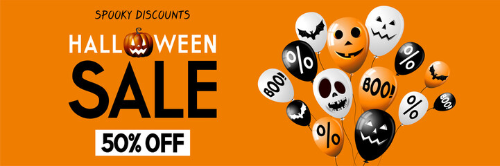 Halloween sale banner -50% - advertisement