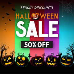 Halloween sale banner -50% - advertisement