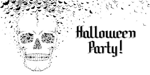 Fototapeta na wymiar Skull, bats - Halloween Party!