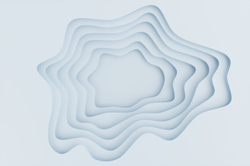 Abstract white paper cut background, paper cut template. 3D white relief effect for your design layout, presentation, flyer, banner, poster, brochure. Topography layered curved origami, 3D rendering