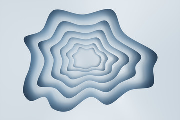 Abstract white paper cut background, paper cut template. 3D white relief effect for your design layout, presentation, flyer, banner, poster, brochure. Topography layered curved origami, 3D rendering