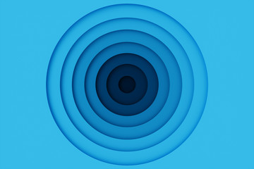 Abstract blue paper cut background, circle shape. Blue circles for your design layout, presentation, flyer, banner, poster, brochure. Typography layered curved origami, 3D rendering
