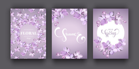 Floral spring background with purple lilac flowers