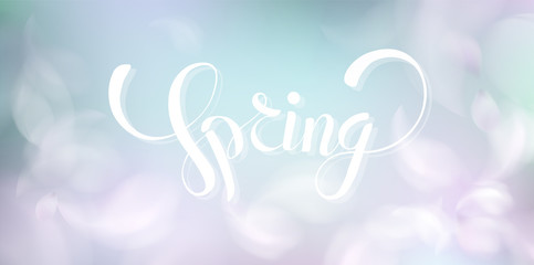 Naklejka na ściany i meble Soft spring background with purple blurred flower petals