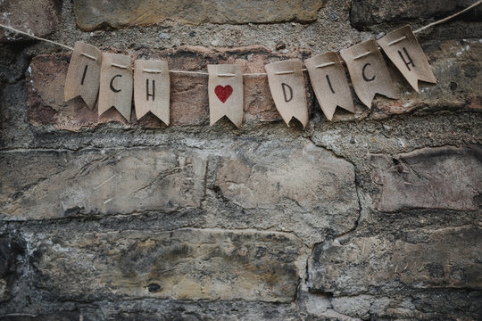 Wimpelkette Ich liebe dich Liebesnachricht Postkarte