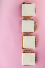 Toast for Breakfast. Thin slices of cheese on toast