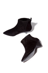 Total black soft suede leather kitten heel ankle boots