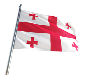 Georgia National Flag waving in the wind, isolated white background. High Definition