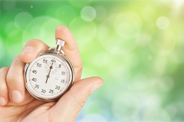 Close-up Stopwatch in Human Hand, Timer