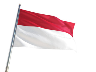 Fototapeta na wymiar Indonesia National Flag waving in the wind, isolated white background. High Definition