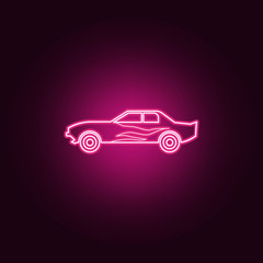 Drug racing car neon icon. Elements of bigfoot car set. Simple icon for websites, web design, mobile app, info graphics