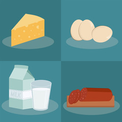 vector flek icons with food