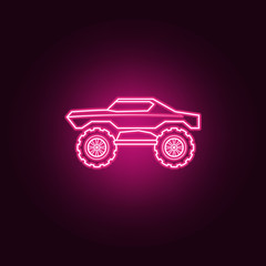 Bigfoot car neon icon. Elements of bigfoot car set. Simple icon for websites, web design, mobile app, info graphics