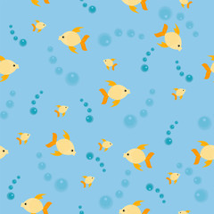 Fototapeta na wymiar marine seamless pattern with yellow fish