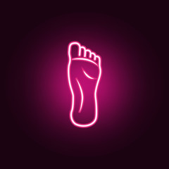 Foot neon icon. Elements of body parts set. Simple icon for websites, web design, mobile app, info graphics